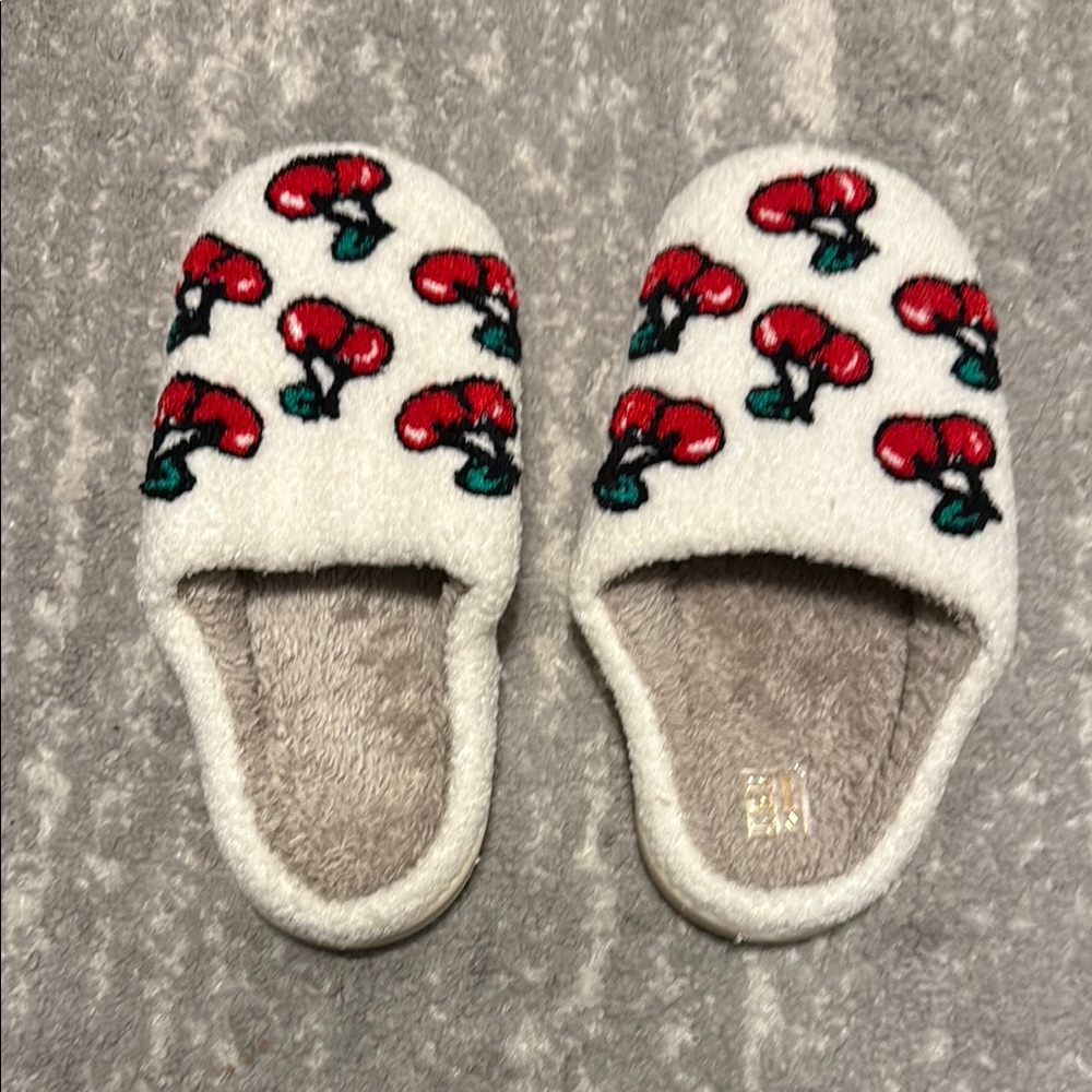 Cherry Pattern  Slippers - White and Red